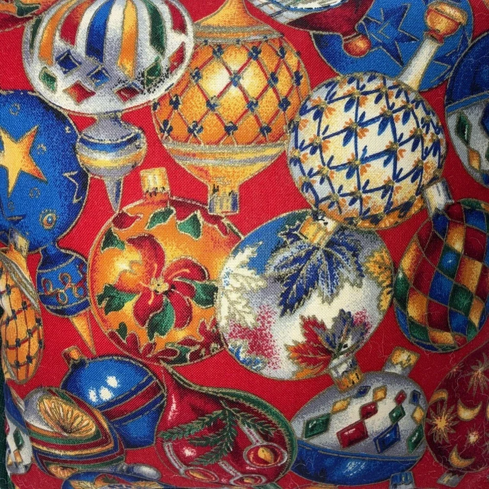 Vintage Christmas Pillow Colorful Old Fashioned Ornaments 8